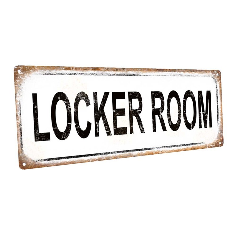 Locker Room Metal Sign; Wall Decor for Mancave, Den, or
