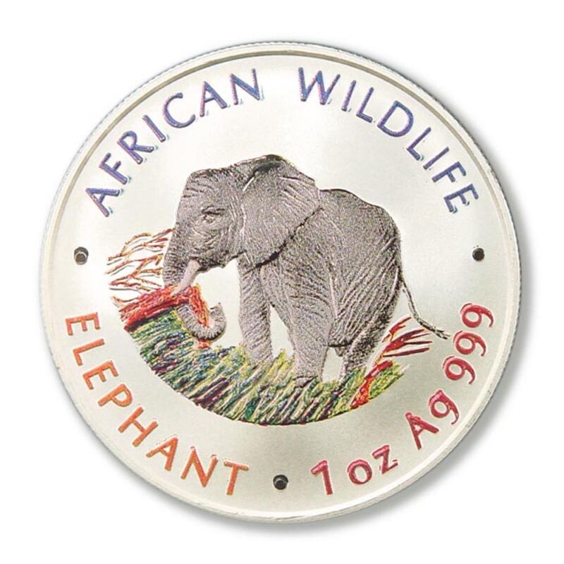 Zambia African Elephant Matte Proof Silver Crown 5000 Kwacha 2000 Color