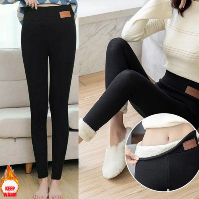 Womens Winter Fleece Lined Thermal Leggings Warm Thick Stretchy Leggings  Pants