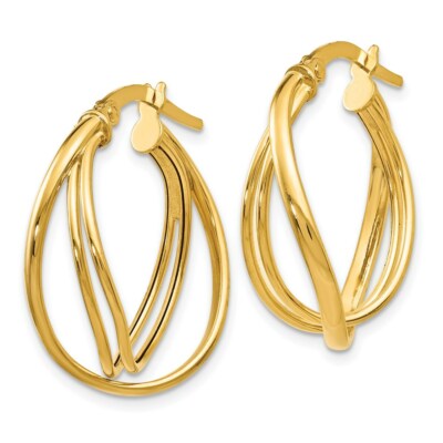 Pre-owned Superdealsforeverything Real 14kt Yellow Gold Polished Twist Hoop Earrings