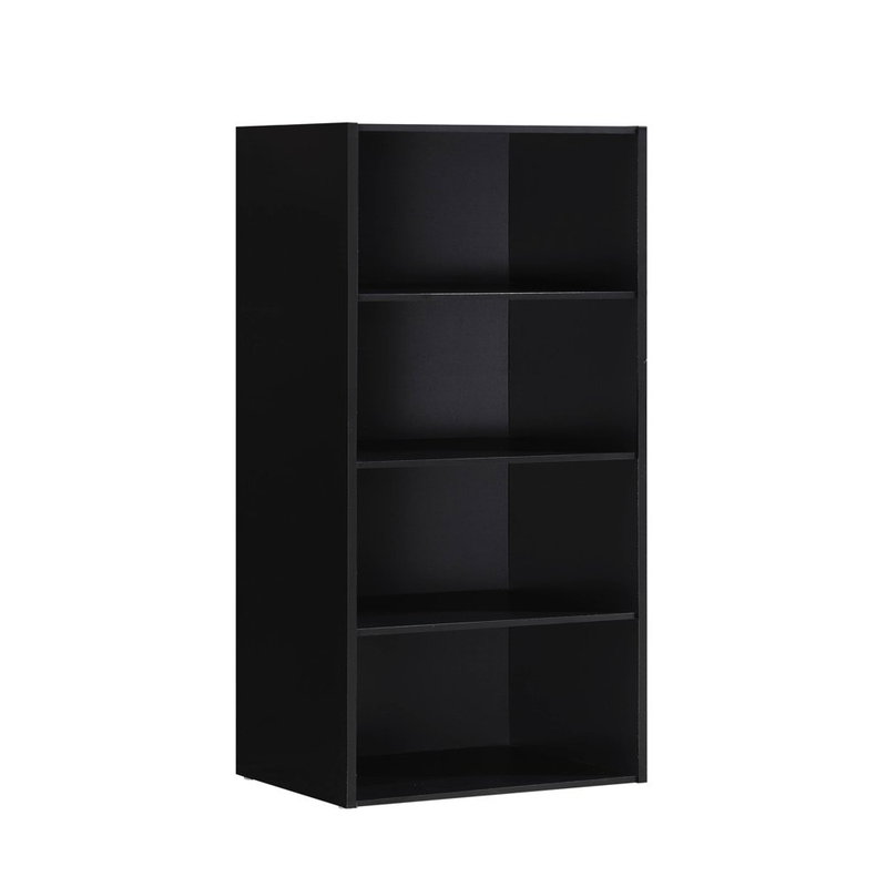 4 Shelf Bookcase Wood Sturdy Closed Back Storage Shelves Sli