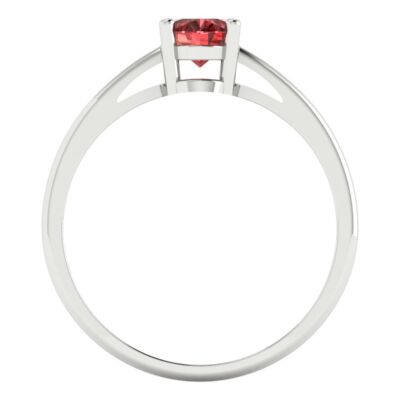 Pre-owned Pucci 1 Ct Oval Designer Statement Bridal Classic Real Red Garnet Ring 14k White Gold