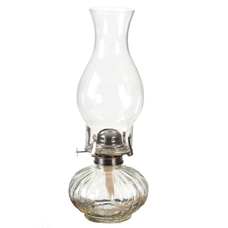Lamplight Ellipse Clear Glass Oil Lamp Simple and Elegant Everyday or Emergency
