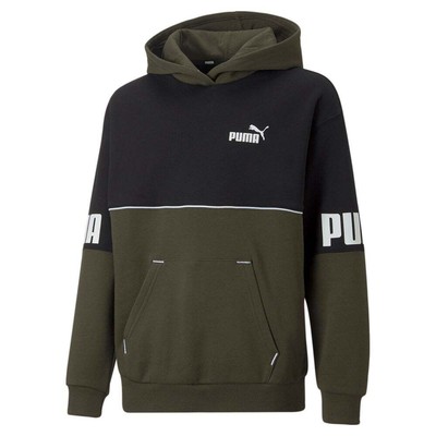 Puma Power Colorblock Pullover Hoodie Youth Boy Green Повседневная верхняя одежда 67009870