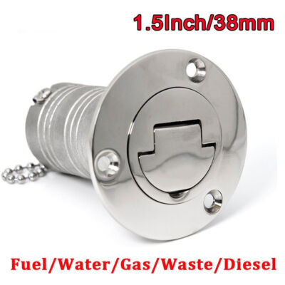 1-1/2'' Keyless Cap Boat Marine Gas Fuel Tank Deck Fill Filler 316 Stainless Stee