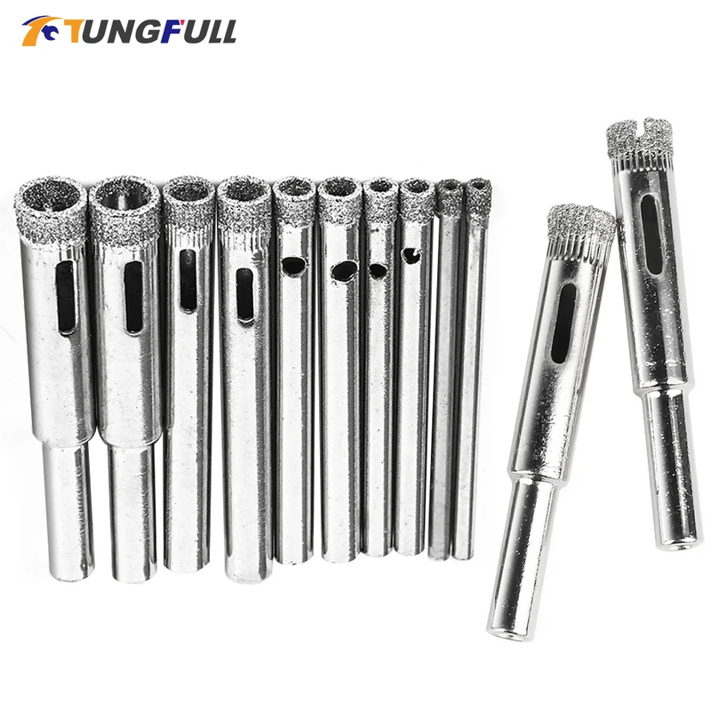 10Pcs Diamond Coated Hole Saw Drill Bit Set for Tile Ceramic Glass Core Hole Saw