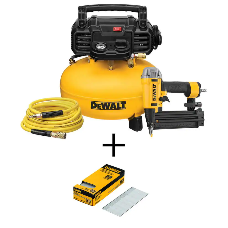 6 Gal. 165 PSI Heavy-Duty Electric Pancake Air Compressor, 18-Gauge Brad Nailer