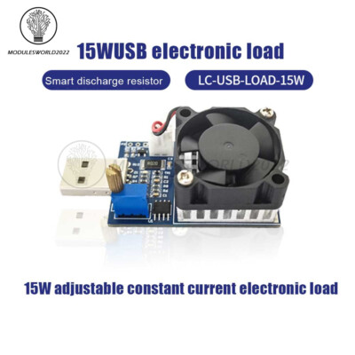 15W USB Electronic Load Tester Adjustable Constant Current Discharge Resistor US