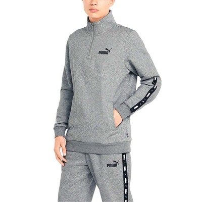 

Puma Ess+ Tape Mock Neck Pullover QuarterZip Pullover Мужские серые повседневные топы 84903903, Grey, Puma Ess+ Tape Mock Neck QuarterZip Pullover
