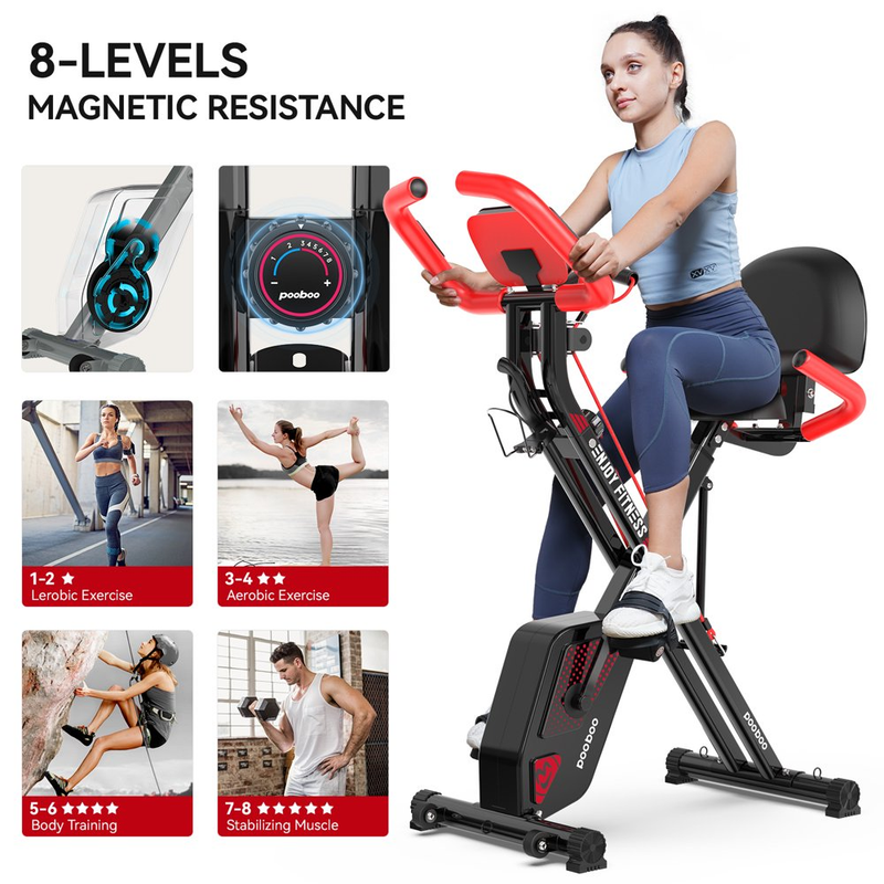 Foldable 3-in-1 Magnetic Exercise Bike, Indoor Cycling Stationary Bike Home Gym