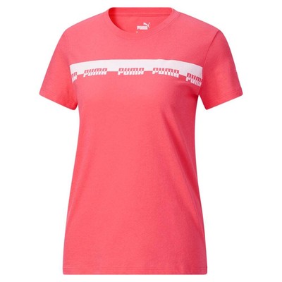 

Футболка с короткими рукавами и круглым вырезом Puma Script, женская розовая спортивная повседневная футболка, Розовый