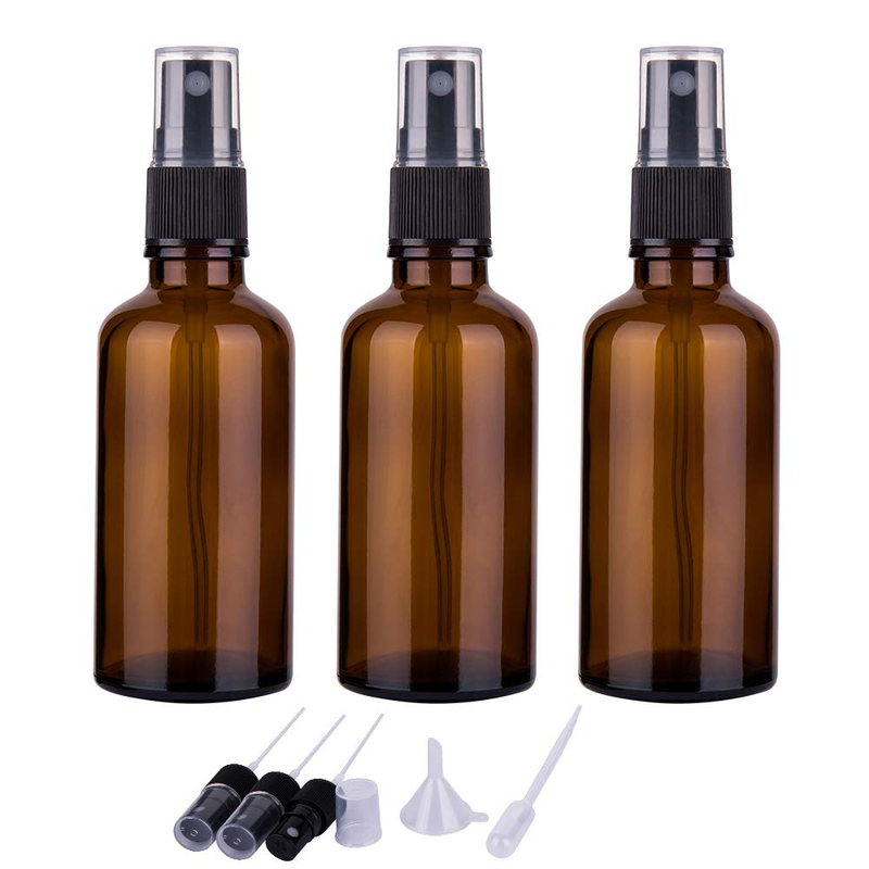 2Oz Amber Glass Spray Bottles for Essential Oils, Small Empty Spray Bottle, Fin
