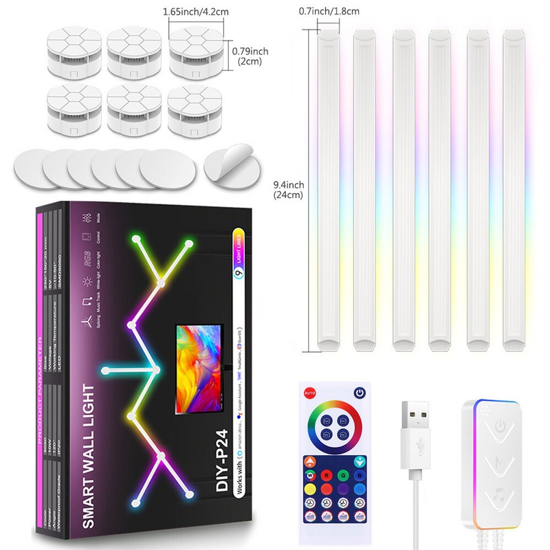 DIY Smart LED Wall Lights RGBIC Wall Sconces Gaming Lights