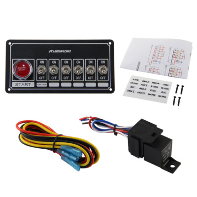 LR Switch Panel Race Car Ignition Accessory Engine Start and 6 Switch Black
