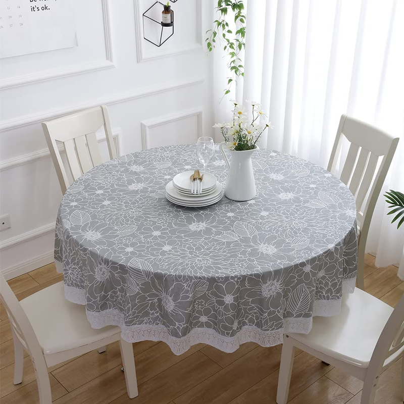 100% Waterproof Oil Proof Stain Resistant Table Cover, 60 Inch round Vinyl Lace