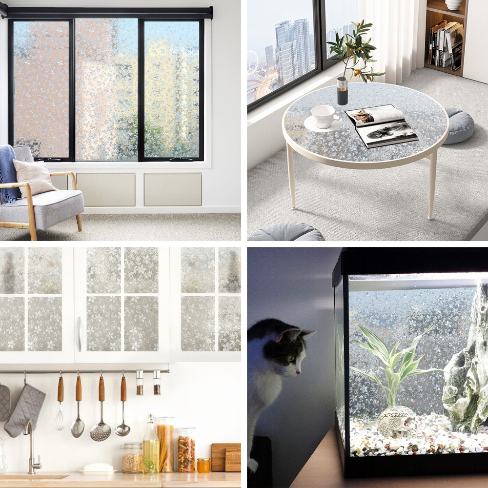 rabbitgoo 3D Privacy Window Film Stained Glass Decorative Rainbow Cling Sticker