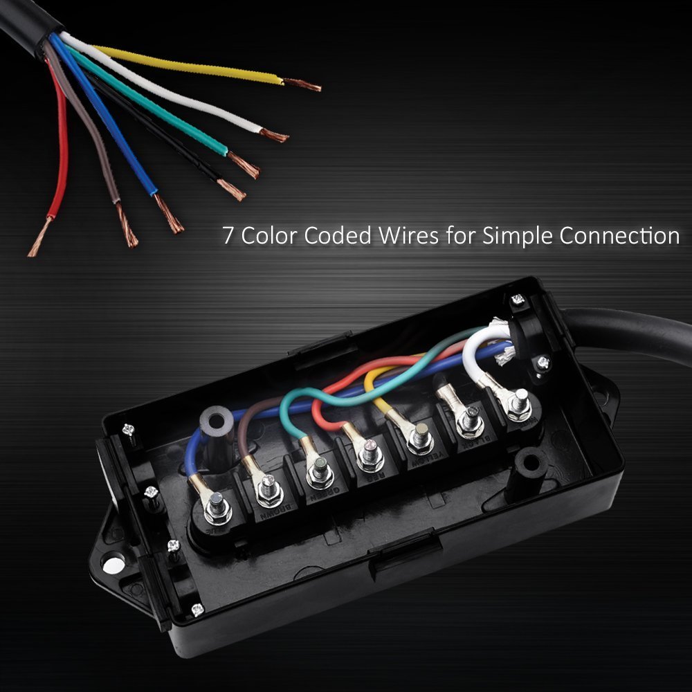 MICTUNING Trailer Cord Heavy Duty 7 Way Plug Inline Truck ... 7 wire trailer wiring harness diagram 