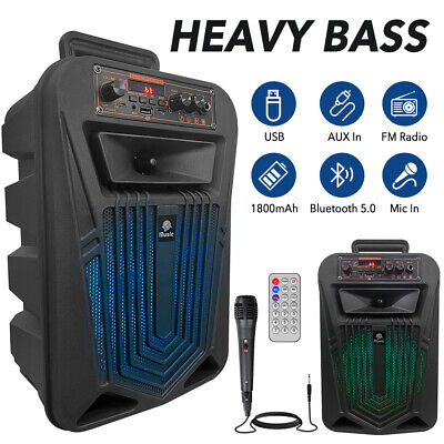 Wireless Portable FM Bluetooth Speaker Subwoofer Heavy Bass Sound Party Karaoke