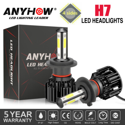 2PCS H7 55W 8000LM LED Headlight High Low Beam Light Bulb Car 6000K White