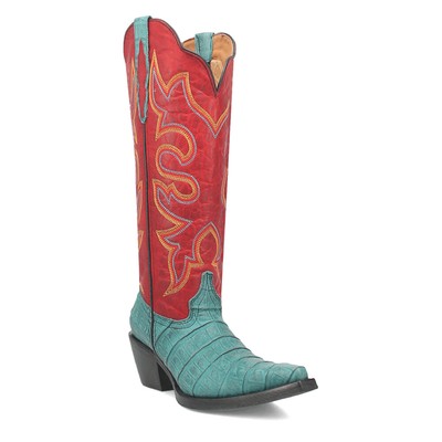 Pre-owned Dingo Matilda Embroidered Snip Toe Cowboy Womens Green Casual Boots Di231-445