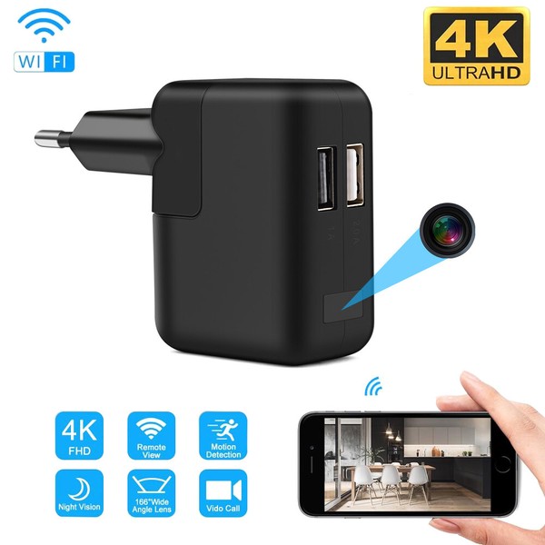 4K Wifi Wireless Mini Camera Dual USB Wall Charger Motion Detection DVR Camera - Image 3