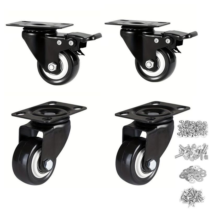 4PCS Caster for Furniture, Heavy-Duty Swivel Casters, Fixed Wheels, Load-Bearing