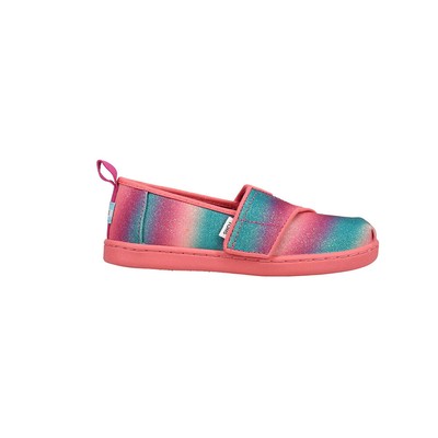 TOMS Alpargata / слипоны с блестками для маленьких девочек; повседневные розовые балетки на плоской подошве 10018649T