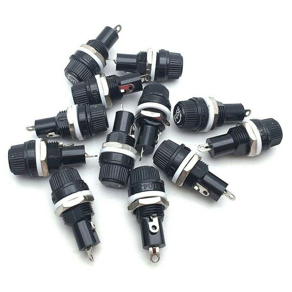 5/10Pcs Panel Mount Screw Cap Fuse Holder Case Glass Tube Fuses 5x20mm 6*30mm