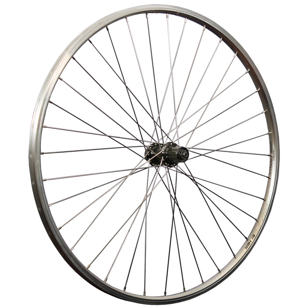 28 Zoll Hinterrad Alu Hohlkammerfelge YAK19 Shimano FH-QC300 Disc Nabe - silber