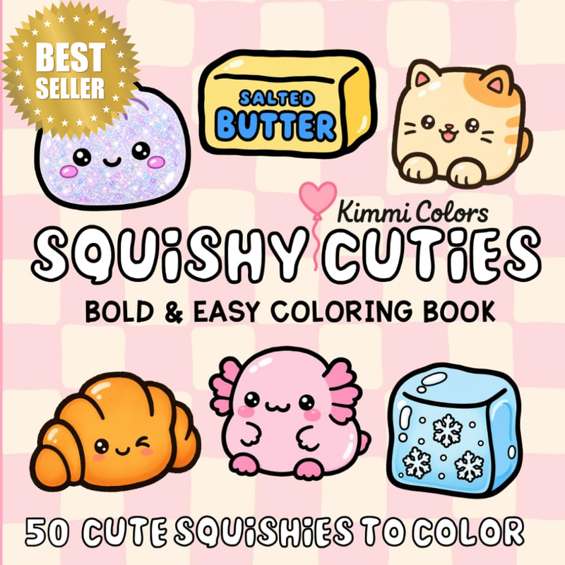 Squishy Cuties: Bold & Easy Coloring Book | 50 Adorable Squishy Toys Featuring C