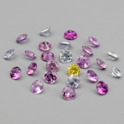 CERTIFIED* 25pcs Lot 1.02ct t.w Round Brilliant Unheated Multi-Color Sapphire
