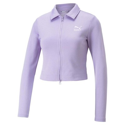 

Рубашка Puma Classics с воротником и длинным рукавом на молнии, женские фиолетовые повседневные топы 5390, Фиолетовый