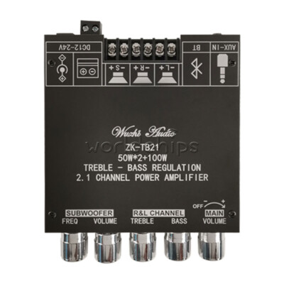 Digital Bluetooth 5.0 TPA3116D Amplifiers Board 2.1 Channel Audio 2*50W+100W AUX