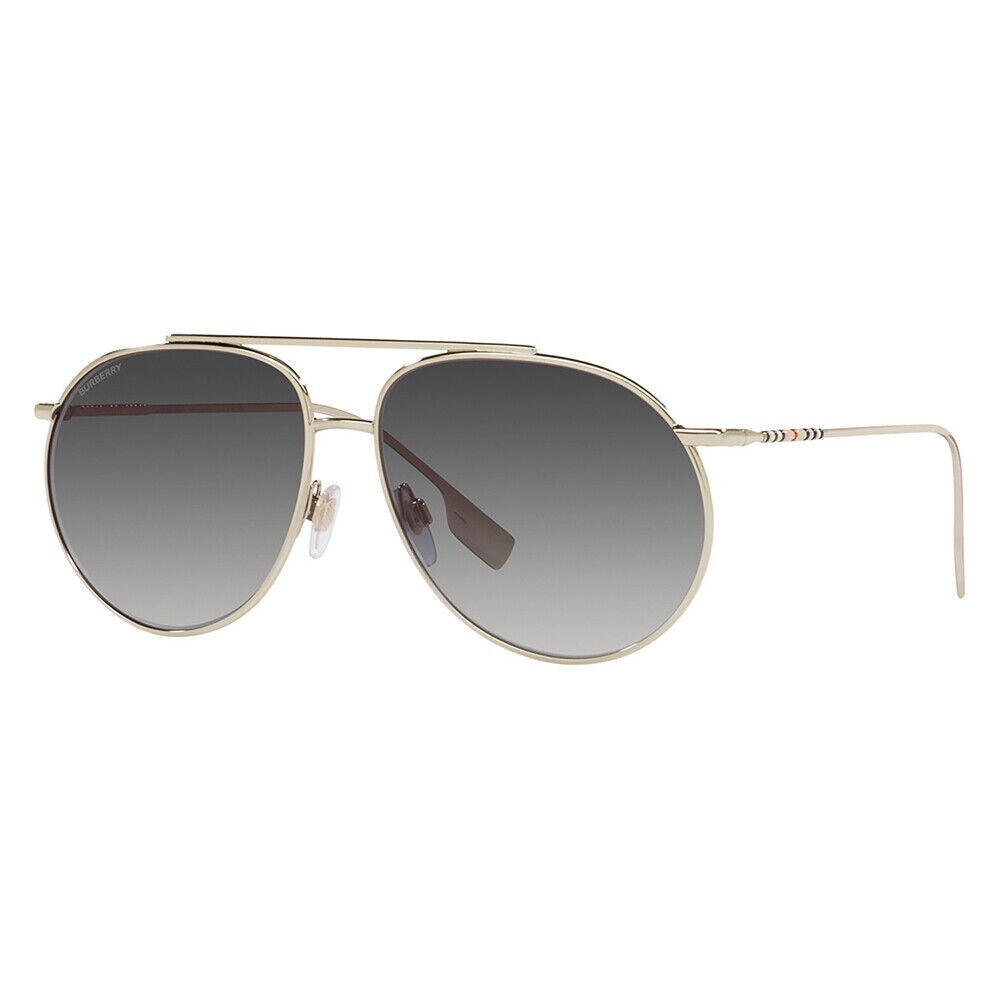 Burberry BE 3138 11098G Light Gold Metal Pilot Sunglasses