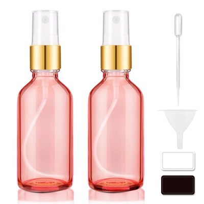 Tecohouse Glass Spray Bottles for Essential Oils, 4 oz Small Pink Golden Top 
