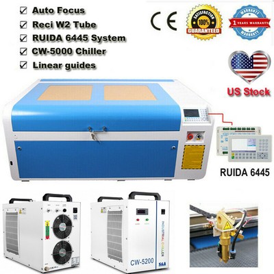 100W 1060 CO2 Laser Cutting Machine RUIDA DSP System Auto-Focus CW-5200Chiller