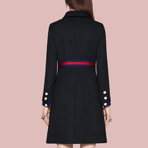 Pre-owned Handmade Custom Made To Order Removable Bow Woolblend Fitted Overcoat Coat Plus1x-10xy985 In Black