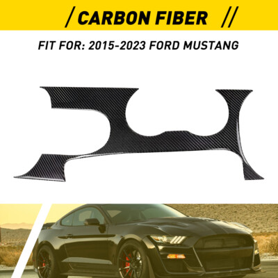 1pcs Carbon Fiber Car Gear Shift Box Panel Cover Trim For 2015-2023 Ford Mustang