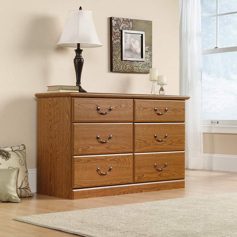 6- Drawer Dresser Traditional Style Bedroom Furniture Carolina Oak Finish
