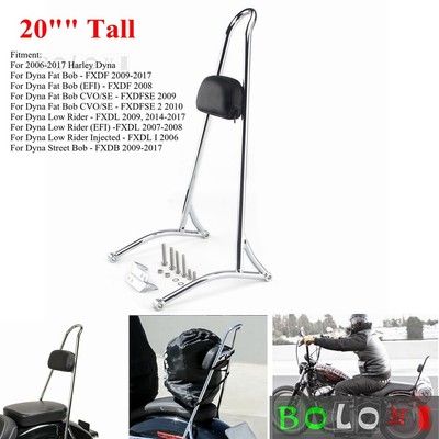 Motorcycle Rear Sissy Bar 20'' Tall Passenger Backrest For Harley Dyna 2006-2017