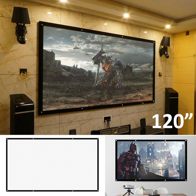 120 Inch Projector Projection Screen 16 9 White Matte 3d Hd Home Cinema Theater 711005746854 Ebay