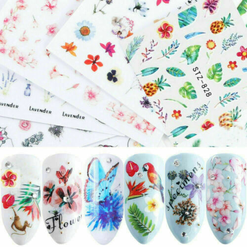 Nail Art Water Stickers Slider Transfer Decal Flower Plant Flamingo