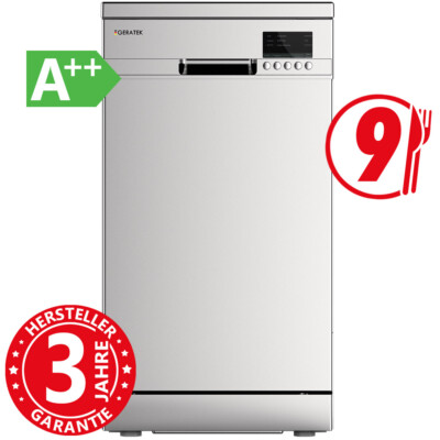 Geschirrspüler Stand 45cm A++ Spülmaschine Geschirrspülmaschine Aquastop Silber