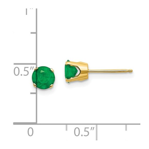 Pre-owned Goldia 14k 5mm Emerald Earrings - May In Yellow