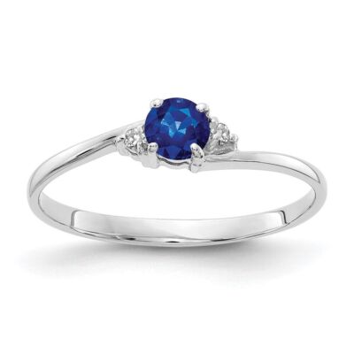 Pre-owned Diamond2deal 14k White Gold 4mm Sapphire Diamond Ring Size 6 For Women 0.99g