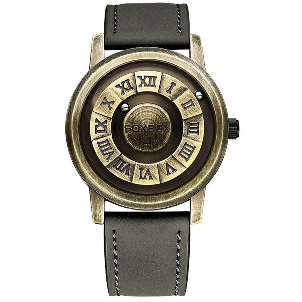 LIGE FOXBOX Watch Men Mirrorless Magetic Bead Quartz Wristwatch Boys Sport Watch