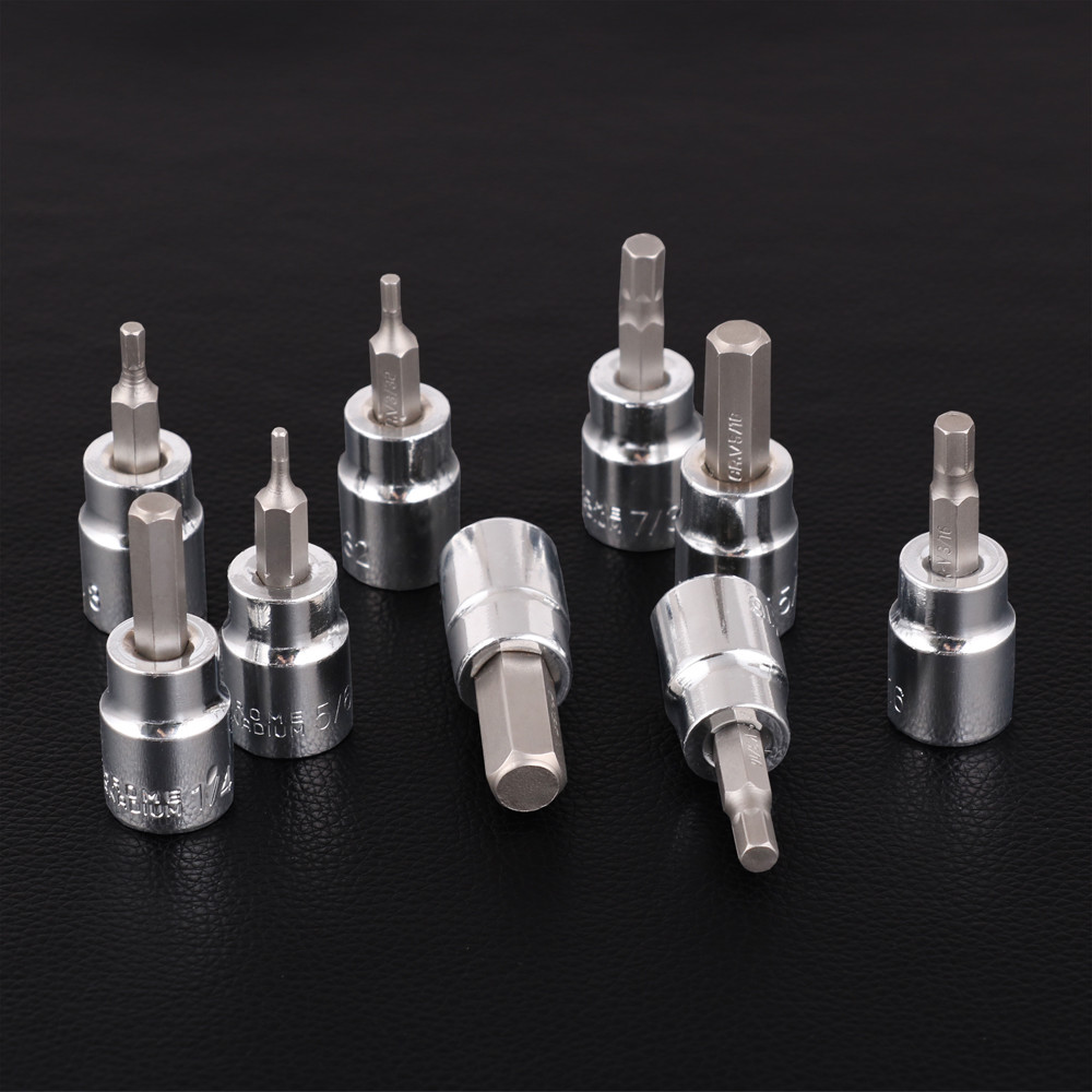 9Pc 3/8" Dr Hex Bit Allen Key Socket Set Male Star Torx Imperial / SAE With Rail eBay