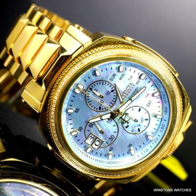Pre-owned Invicta Reserve Russian Diver Diamond Gold Plated Platinum Mop 52mm Watch