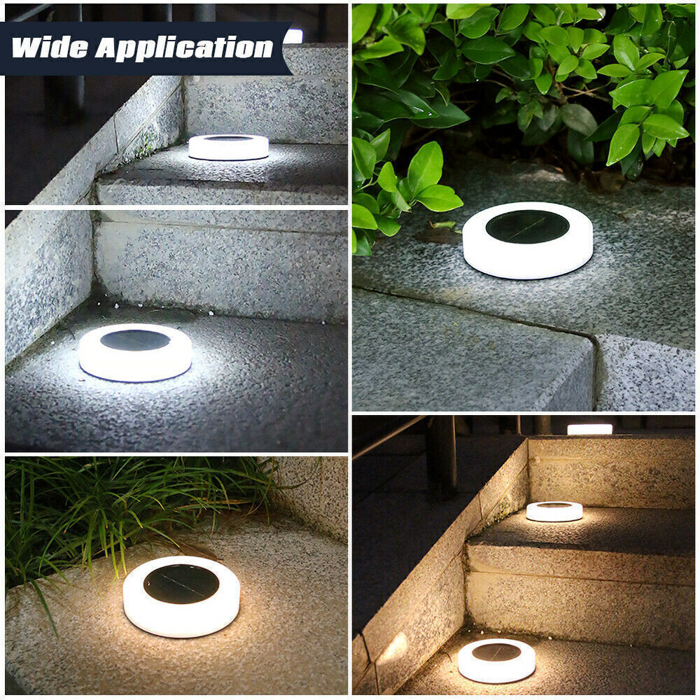 Solar Powered Buried Lights 8 LED Under Ground Lamp Outdoor Lawn Garden Decking