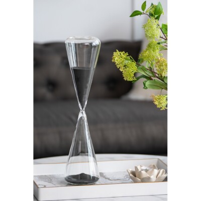 4.6x4.6x19.3'' Triangular Shape Hourglass 120 Minutes Black Sand